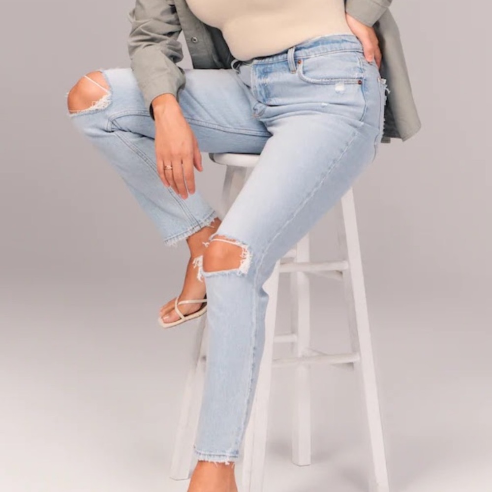 Abercrombie & Fitch Light Blue Distressed Jeans